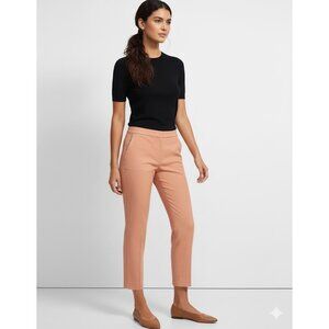 NWT Theory Treeca Pull On in Pink Melon Eco Crunch Linen Stretch Ankle Pants 6